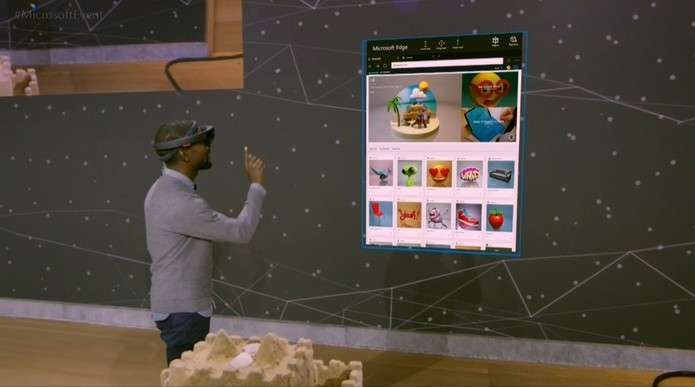 Será possível acessar o navegador Microsoft Edge usando o HoloLens e fazer compras