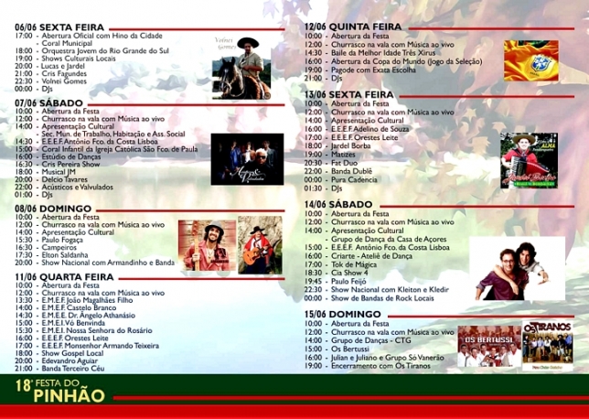 Programação completa